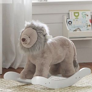 Pottery Barn Kids Taupe Lion Plush Nursery Rocker Rocking Toy